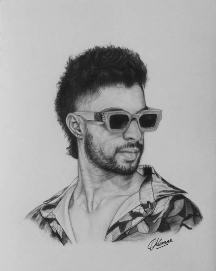 Pencil sketch man with sunglasses by Sumit Kumar sketch artist Patna Bihar
