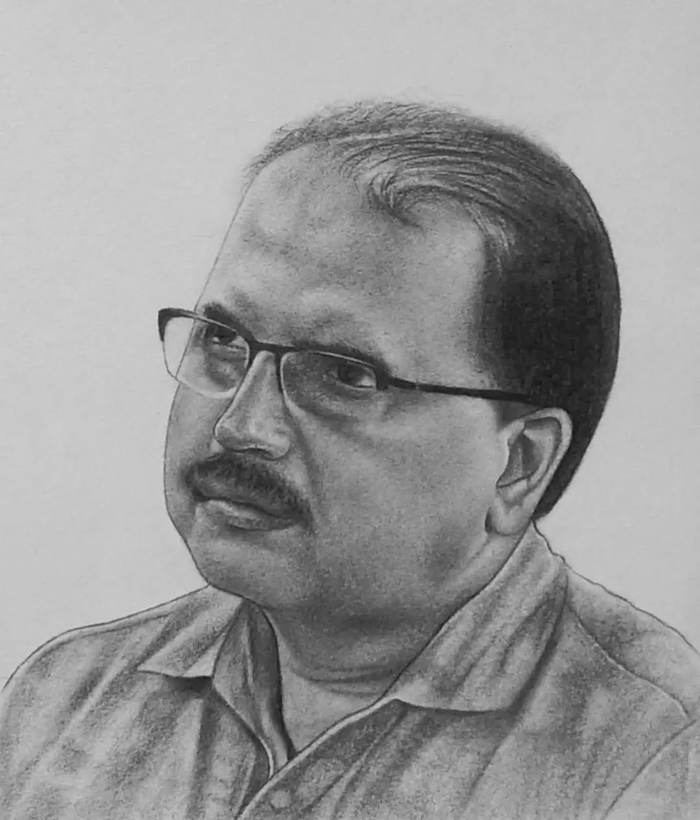 Realistic portrait older man with glasses by Sumit Kumar sketch artist Patna Bihar